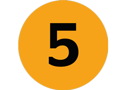 En orange ikon som innehåller siffran 5