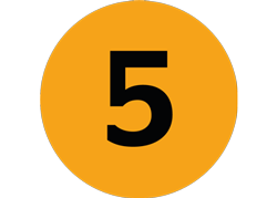 Nummer 5 En orange ikon som innehåller siffran 5