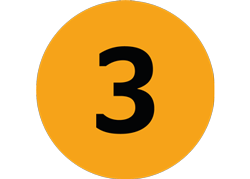 Nummer 3 En orange ikon som innehåller siffran 3