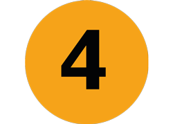 Nummer 4 En orange ikon som innehåller siffran 4