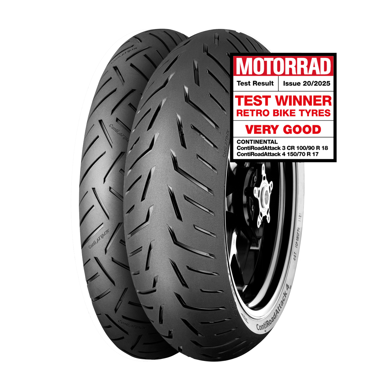 Víťazný pár pre retro motocykle: ContiRoadAttack 3 CR (vpredu) a ContiRoadAttack 4 (vzadu).