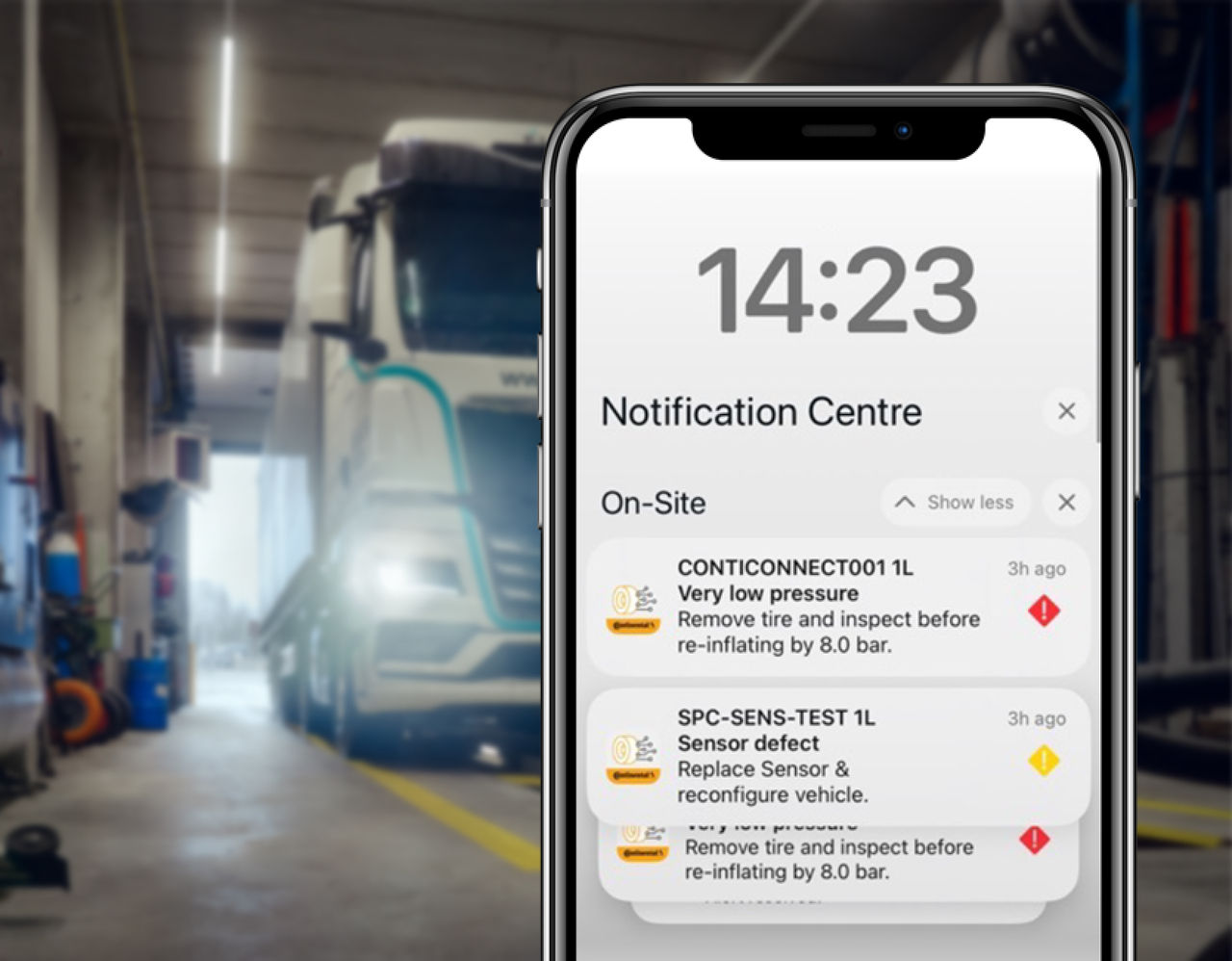 ContiConnect sends notifications about tire related alerts
