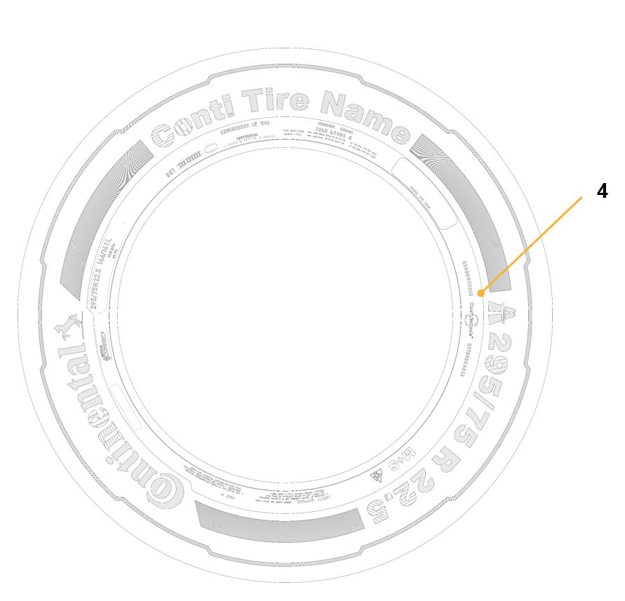 Diagram of the Regroovable & Retreadable tire marking on Continental Truck Tires.