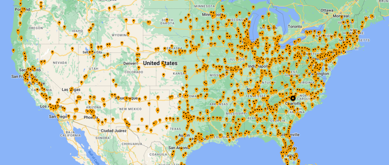 Map of US Truck Tire Dealers